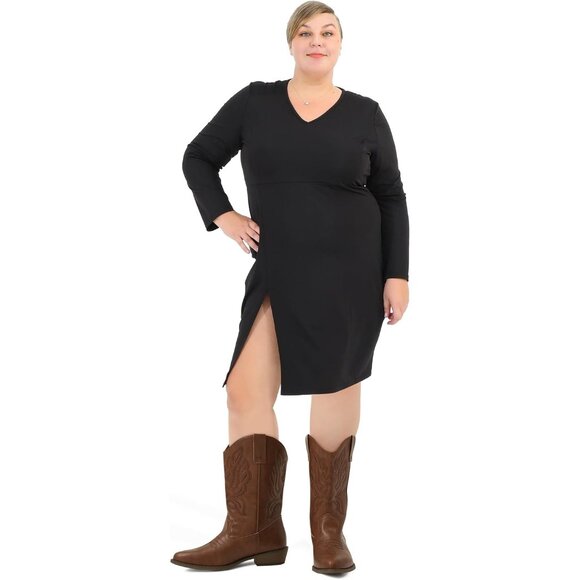 mysoft Women's Solid Brown Women's  Western Cowboy Boots Mid Calf Pointed Toe - Picture 2 of 6